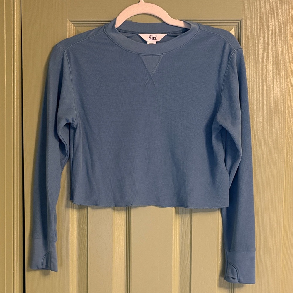 Athleta Girl Wander Waffle Long Sleeve Tee - Teal Blue | Size M